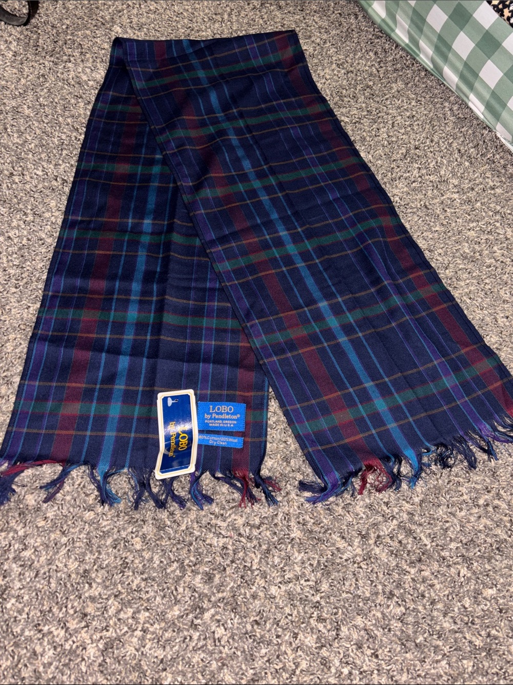 Lobo by Pendleton scarf plaid NWT Made in USA cotton/wool checkered schoolgirl
